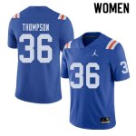 Women's Florida Gators #36 Trey Thompson NCAA Jordan Brand Royal Throwback Alternate Authentic Stitched College Football Jersey RJU1262QR